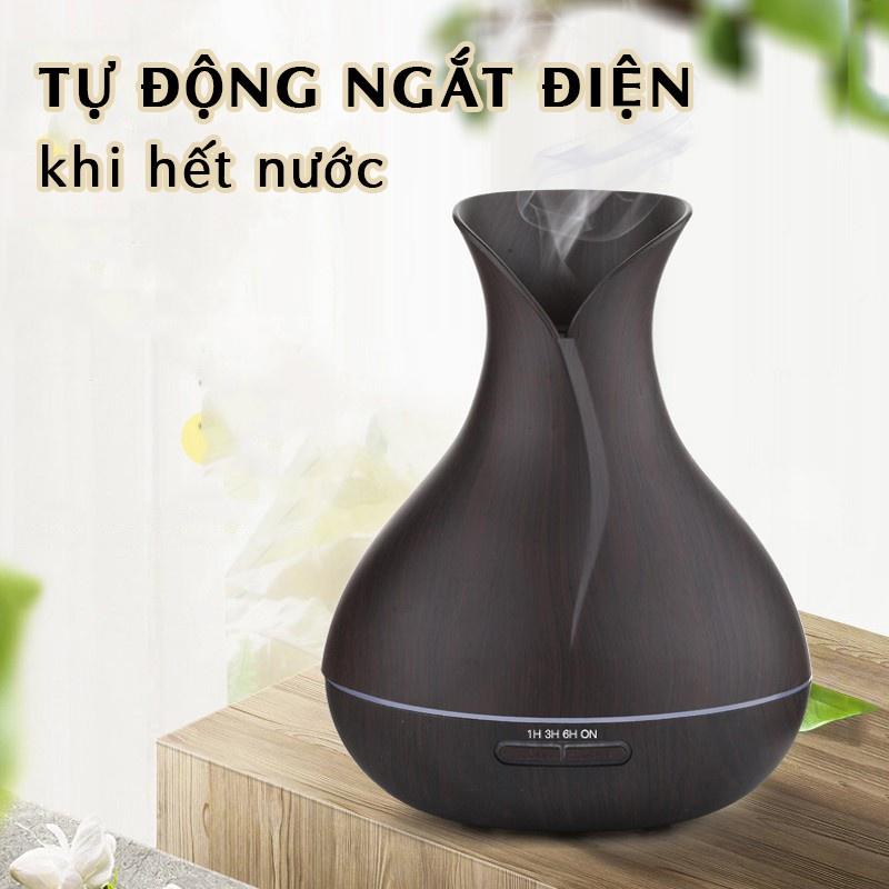 Máy Xông Tinh Dầu Bình Hoa Tulip Phun Sương Tạo Ẩm Khuếch Tán Tinh Dầu Đèn LED 7 Màu Remote Điều Khiển Từ Xa Thơm Nhà