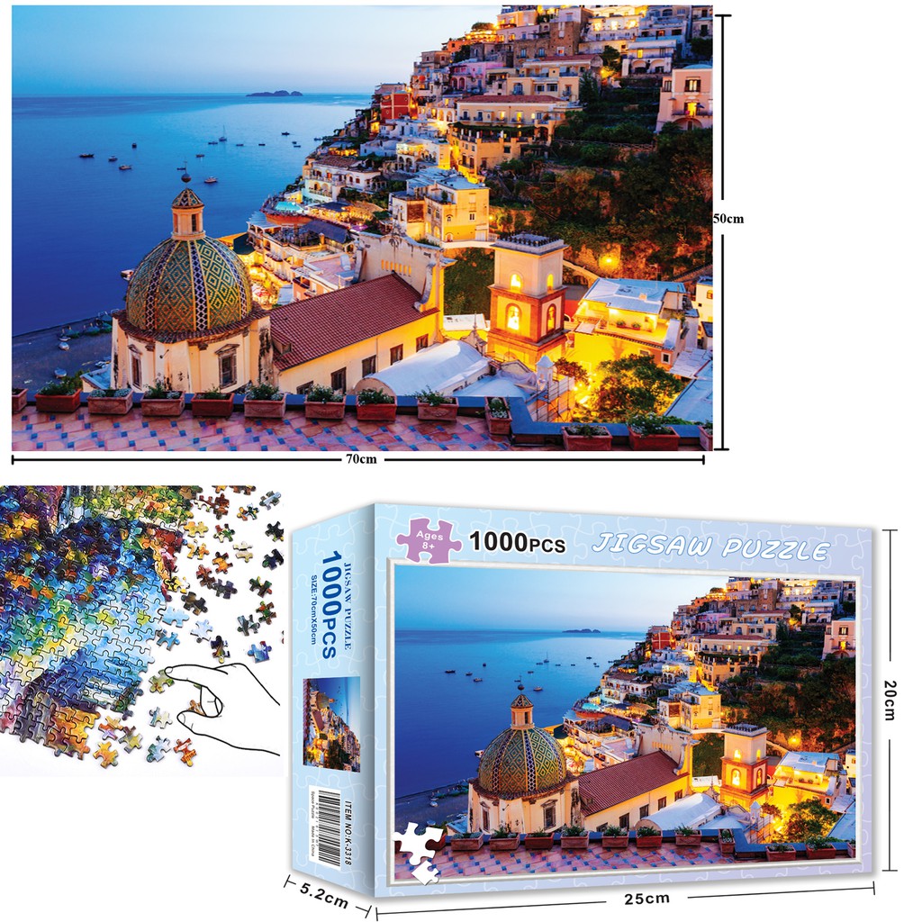 Bộ Tranh Ghép Xếp Hình 1000 Pcs Jigsaw Puzzle Amalfi Coast Rome Thú Vị Cao Cấp