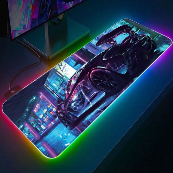 Lót Chuột Rgb Size 80X30Cm, 90X40Cm Chất Cao Su Chống Trượt Chuyên Game Dày 3Mm Siêu Bền Yorn - Hàng Chính Hãng - 8030 Super Car Rgb
