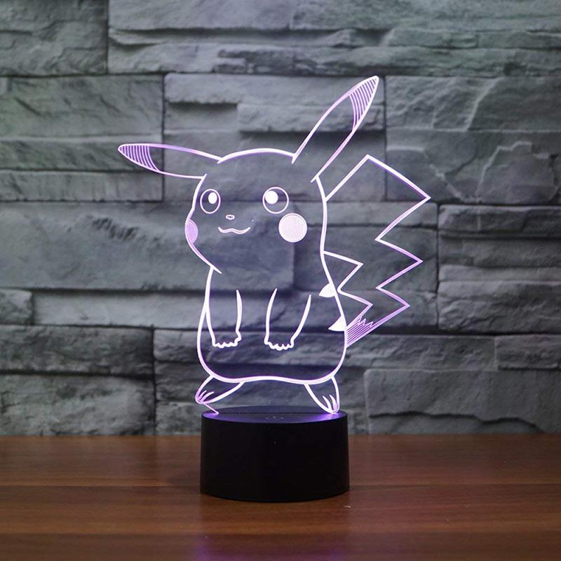 Đèn Ngủ Để Bàn Hình Pikachu 3d Thay Đổi 7 Màu