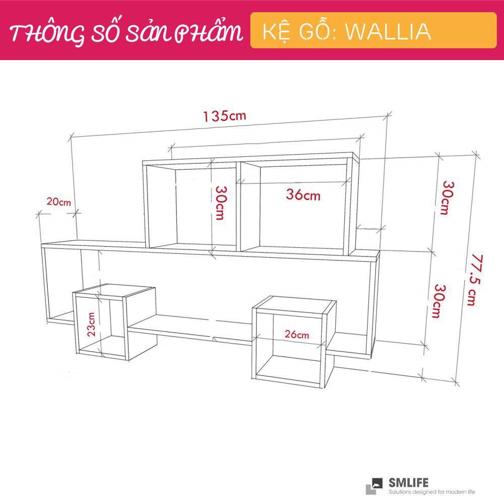Kệ trang trí phòng khách gỗ công nghiệp SMLIFE Wallia