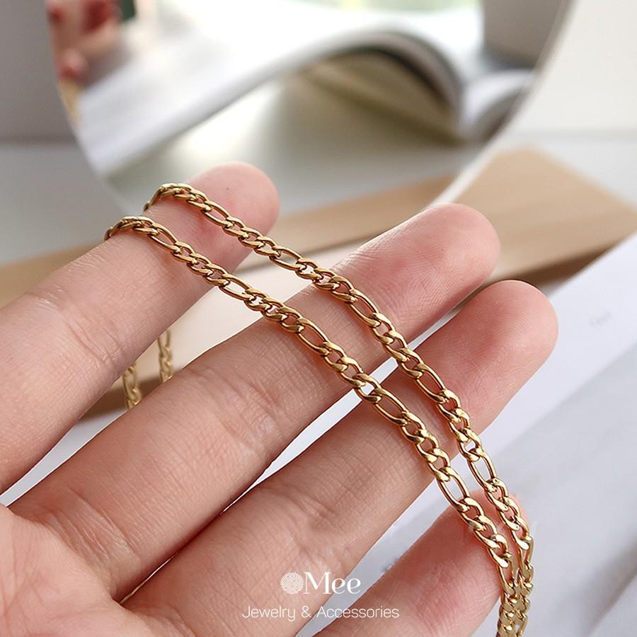 Vòng cổ MEE xích figaro nam nữ bản nhỏ, dây chuyền titan - N2536