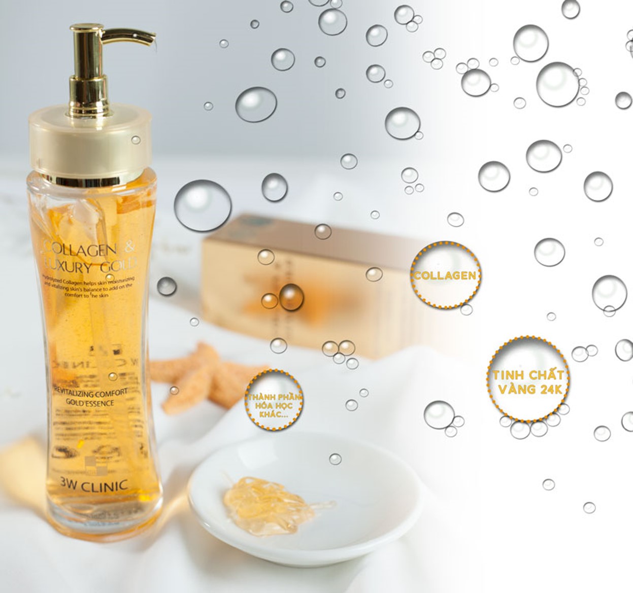 Tinh Chất Tái Tạo Dưỡng Trắng Da 3W Clinic Collagen Luxury Gold