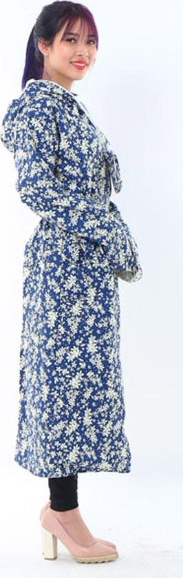 Hình ảnh Áo khoác chống nắng toàn thân 2 lớp họa tiết vải thô kèm khẩu trang