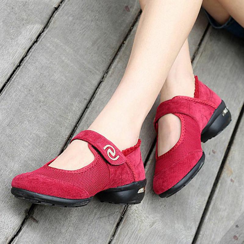 Giày khiêu vũ phụ nữ phụ nữ hiện đại Unso đế ngoài Jazz Sneakers Mesh thoáng khí nữ Color: 88740 Red Shoe Size: 40