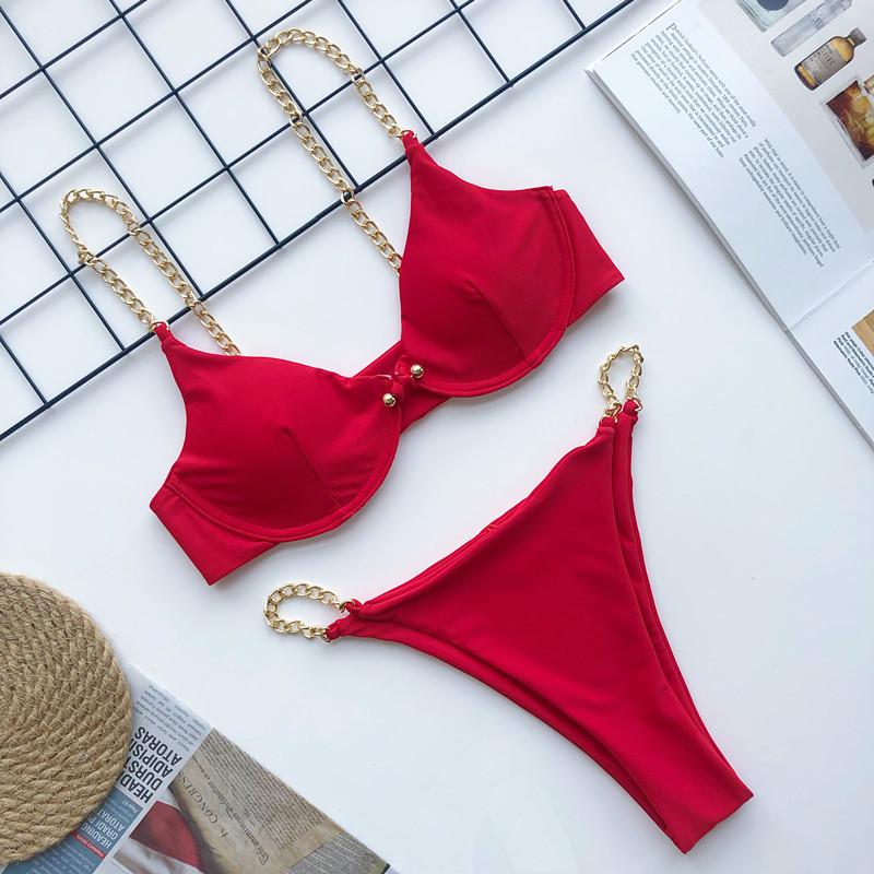 Bikini Gợi Cảm Nữ ĐầM Chắc Chắn Bikini Bộ Đẩy Lên Đồ Bơi Eo Thấp Tắm Biển Phù Hợp Mặc Đi Biển 2021 Mới Bơi dành Cho Nữ
