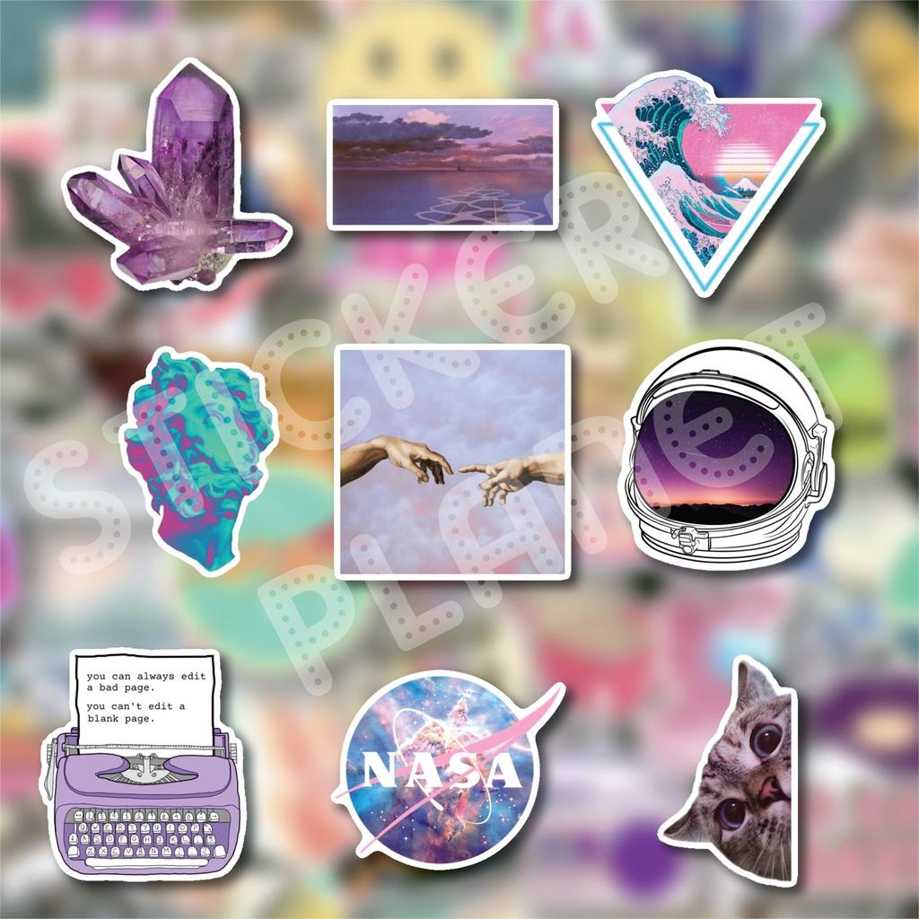 Sticker Purple tone chống thấm nước trang trí mũ bảo hiểm, đàn, guitar, ukulele, điện thoại laptop chủ đề màu tím