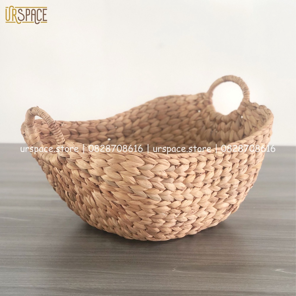 Giỏ cói URSPACE đựng quần áo, khăn lông, quà tặng hình thuyền có quai cầm trang trí decor / HYACINTH BOAT BASKET