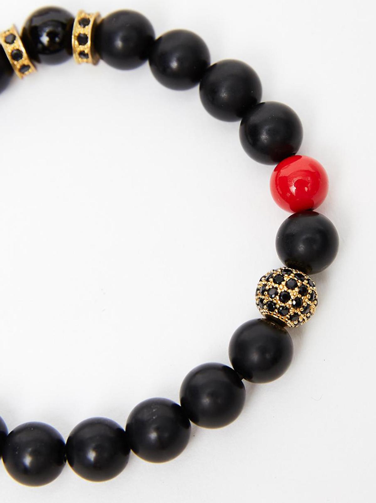 Vòng tay đá obsidian phối san hô đỏ 8mm mệnh thủy, mộc - Ngọc Quý Gemstones