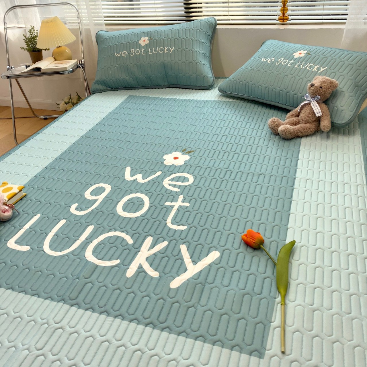 Chiếu Điều Hòa Cao Su Non Latex 5D Cao Cấp Lucky Xanh