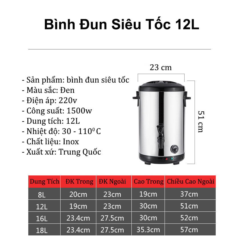 Bình Đun Siêu Tốc 12/16L