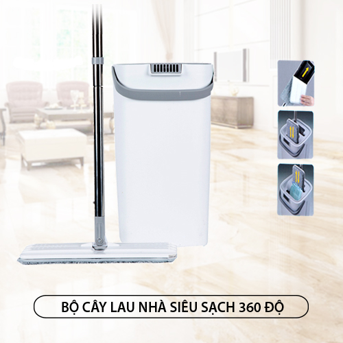 Cây lau nhà siêu sạch MyJae 360 độ, bông lau sợi siêu mảnh, thùng lau 2 ngăn giặt - vắt nhanh, hiệu quả, thiết kế tinh tế, nhỏ gọn, tiện dụng (tặng kèm 1 bông lau)