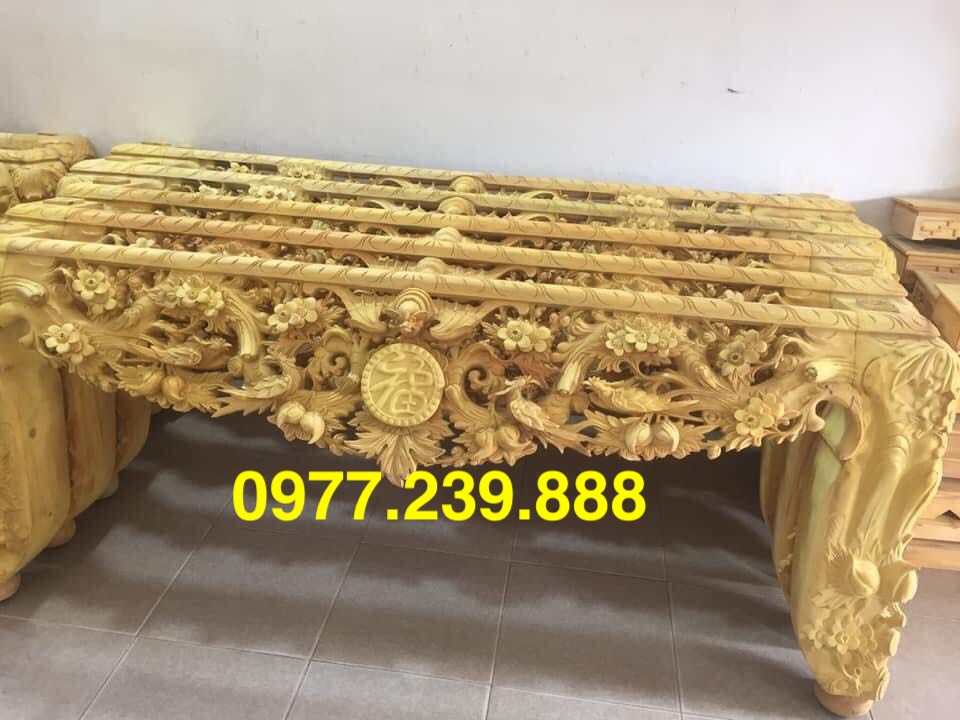 sập thờ tứ linh bằng gỗ mít ta chân 18cm