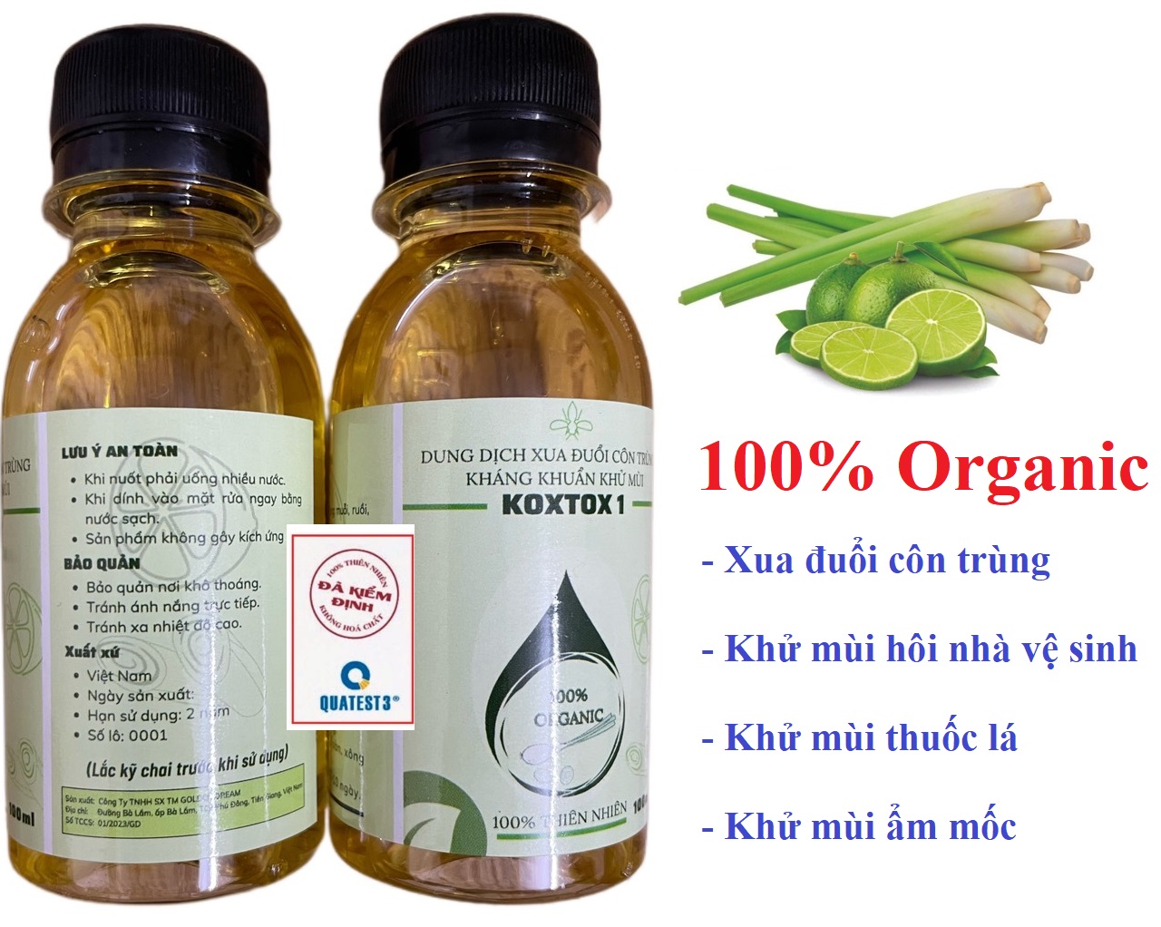 (Hương Chanh Sả) Tinh dầu thiên nhiên Koxtox dùng phun xua đuổi côn trùng , khử mùi hôi và ẩm mốc....