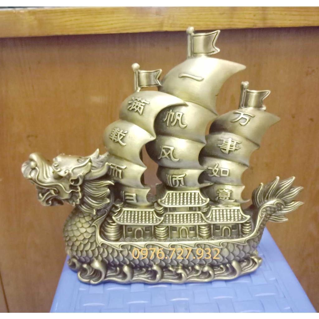 Thuyền đầu rồng bằng đồng cao 26cm, thuận buồm xuôi gió