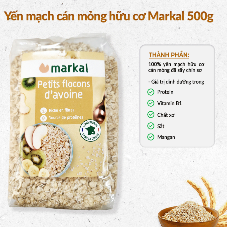 Yến mạch hữu cơ Markal cán mỏng 500g