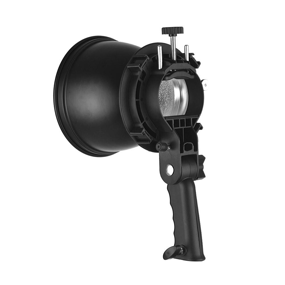 Giá đỡ đèn flash loại S cầm tay + Bộ khuếch tán phản xạ tiêu chuẩn 7 inch 65 độ với giá treo Bowens