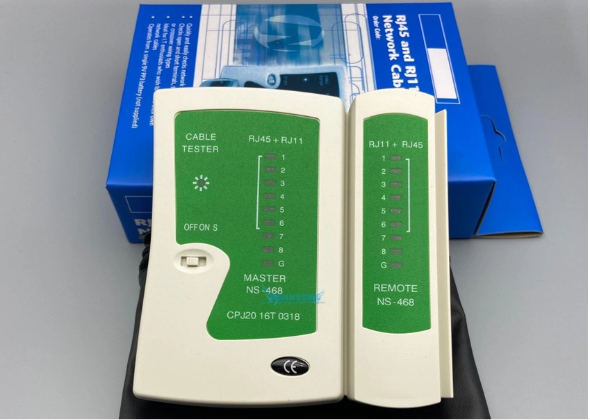 Combo Kìm Bấm Hạt Mạng + 100 Hạt mạng RJ45 + 100 đầu chụp hạt mạng + Hộp Test mạng