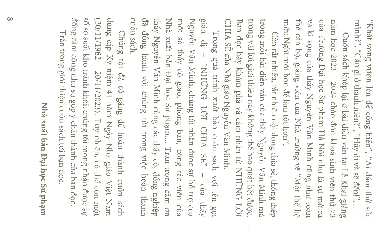 NHỮNG LỜI CHIA SẺ - Nguyễn Văn Minh - NXB Đại học Sư phạm.