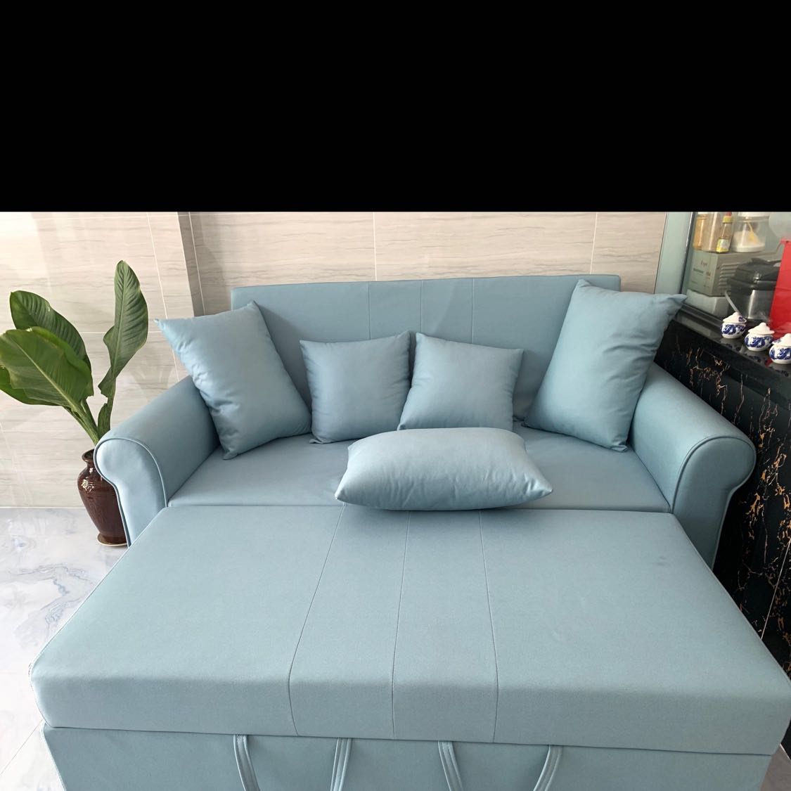 Sofa giường kéo Tundo thông minh màu xanh dương nhạt