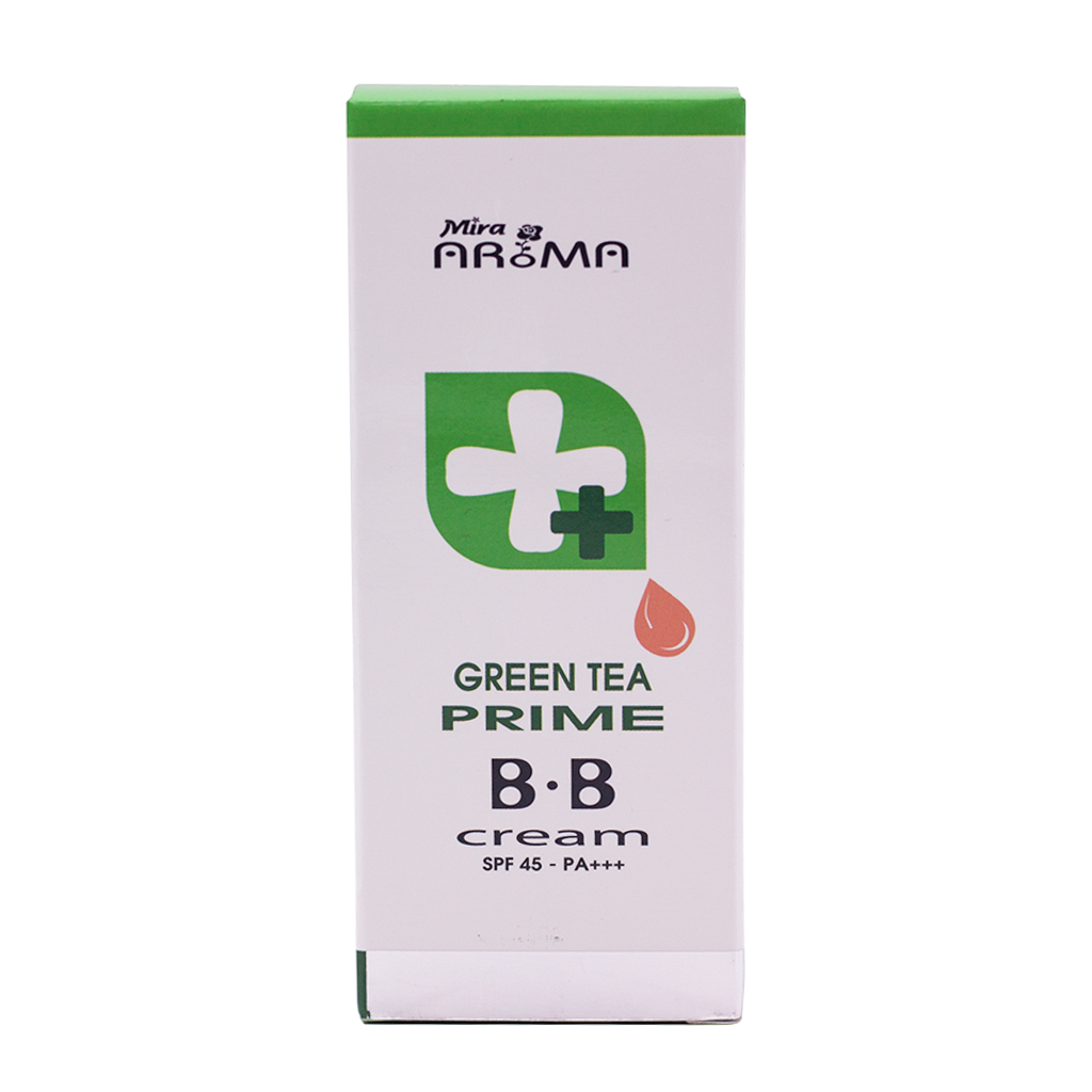 Kem Nền BB Hàn Quốc Cao Cấp Tinh Chất Trà Xanh Mira Aroma Prime Grren Tea (30ml) + Tặng Bông Tán Kem Nền, Phấn Cute Siêu Mịn Suri (2 miếng/ túi) – Hàng Chính Hãng