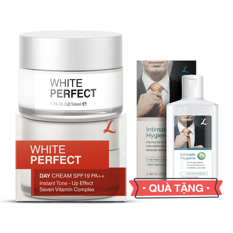 Collagen White Perfect Trắng Da Giữ Ẩm Chống Nắng Spf19 50ml cho Nam TẶNG Gel Vệ Sinh Vùng Kín Nam 100ml LANGCE