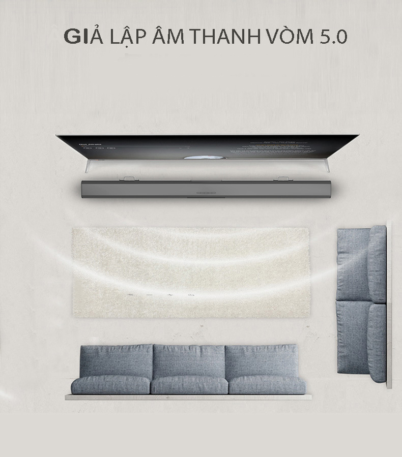 Loa soundbar tivi 3D âm thanh nổi kết nối không dây SR100 PLUS ( hàng nhập khẩu ) có phíc cắm đa năng đi  kèm