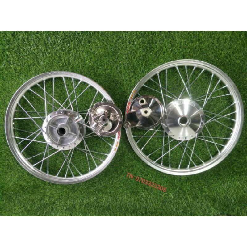 Cặp bánh căm WAVE , DREAM, niền nhôm thái 1.4 1.4 , đùm căm mạ crom loại 1 kèm 2 má phanh