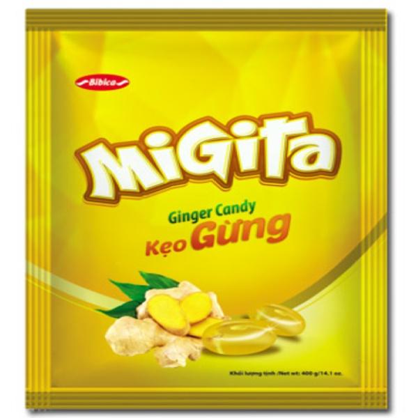 Kẹo cứng Migita gừng túi 400 gam - Bibica