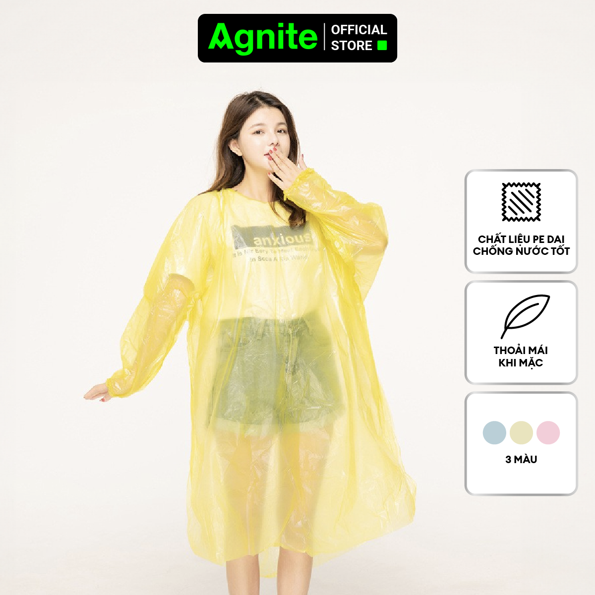 Áo mưa thiết kế thời trang Agnite - Chất liệu PE siêu dai - Màu sắc đa dạng - VS4073