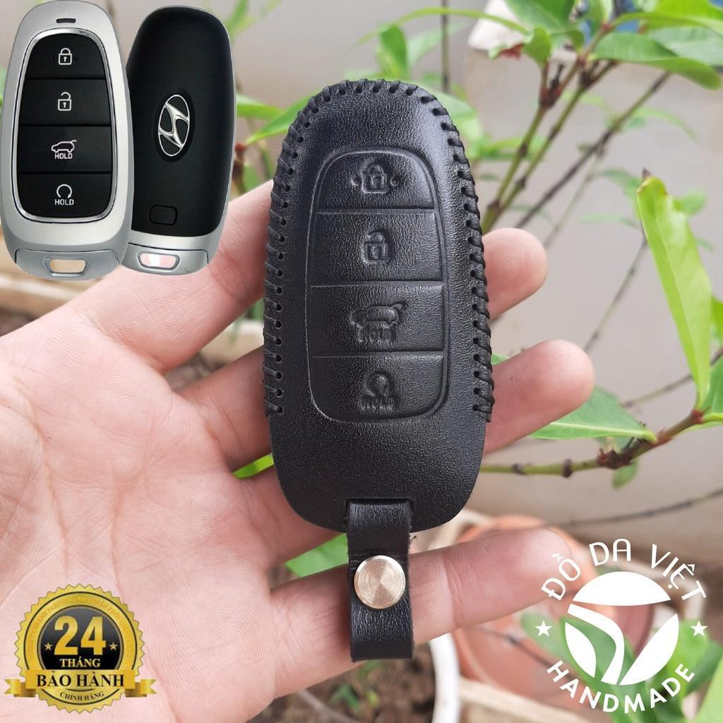 Bao Da Chìa Khóa ô tô Hyundai Santafe 21-23, Tuccson 2022 - 2023 Da bò thật , Bảo hành 2 năm
