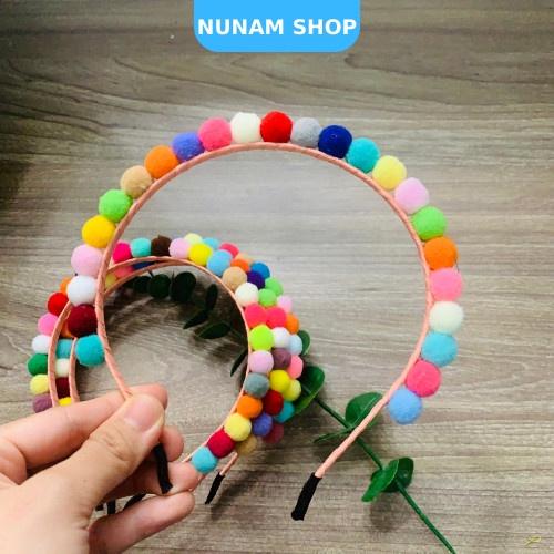 Bờm cài tóc phối cục bông sắc màu ngộ ngĩnh cute siêu hot Nunam shop