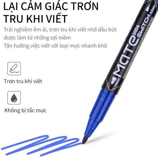 Bút dạ kính 2 đầu Deli - không xóa được, mực vĩnh cửu - Mực Đen/Xanh/Đỏ - 1 cây - EU10420 / EU10430 / EU10440