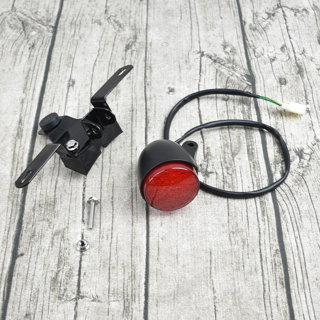 1pc Motorcycle Round Tail Lights Brake Stop Running Light License Plate Holder