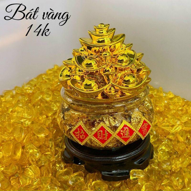 Bát Vàng 14k chiêu tài lộc kèm đế full hộp đẹp