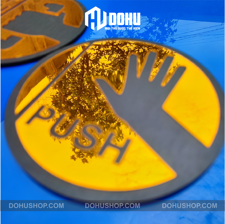 Bảng Gương Vàng Gắn Cửa Pull và Push - Có sẵn băng keo phía sau