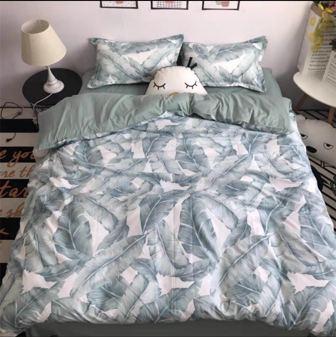 Bộ chăn ga gối cotton LIDACO PL1 - Lá Chuối Xanh - TẶNG VỎ GỐI ÔM