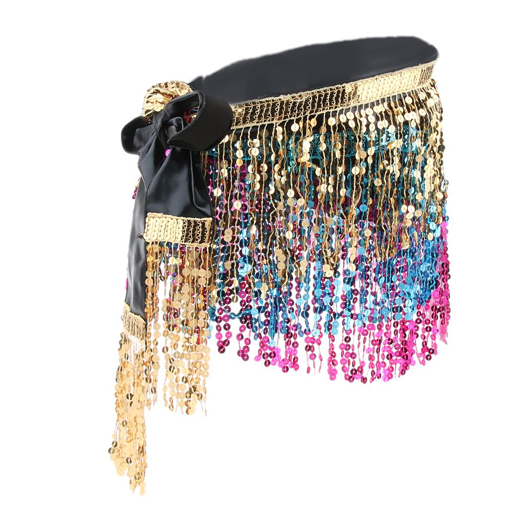 Sequins Indian Belly Dance Hip Skirt Waist Belt Hip Scarf Wrap Dancewear