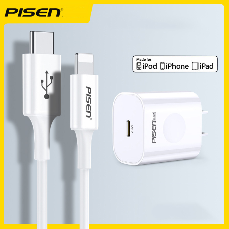 Sạc PISEN Quick Type-C Wall Charger PD 18W (Lightning) , Hàng chính hãng