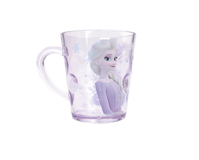 Ly quai cầm tay trong suốt hình công chúa Elsa xinh (Frozen) màu tím siêu cute cho bé gái 260ml - 58VNDP2493