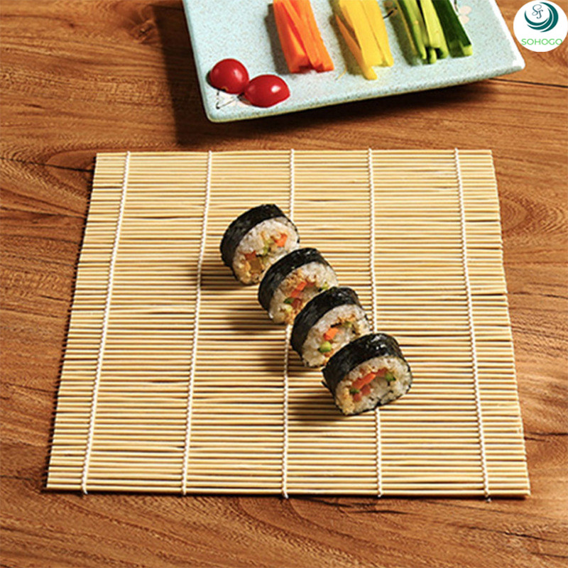 Mành tre làm cơm cuộn, sushi, kimbap 2 màu,XANH- TRẮNG, chọn màu theo ý