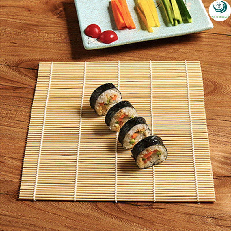 Bộ dụng cụ cuộn sushi bằng tre-Chiếu cuộn sushi Nhật BảnMakisu – Thảm tre cuộn sushi- Bộ làm sushi tại nhà mini- Bộ cuộn sushi kèm muỗng gỗ-  Dụng cụ làm sushi handmade