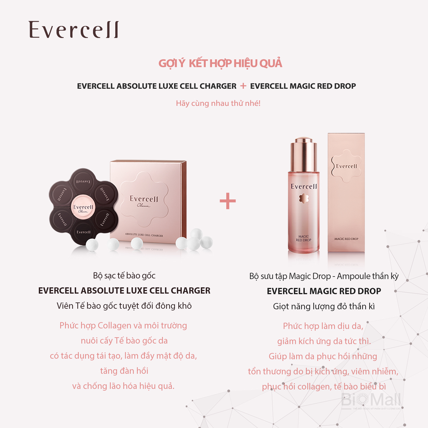 Ampoule đỏ thần kỳ Miễn dịch Phục hồi da bị Viêm mụn Nhạy cảm bị Kích ứng EVERCELL Magic Red Drop 30ml