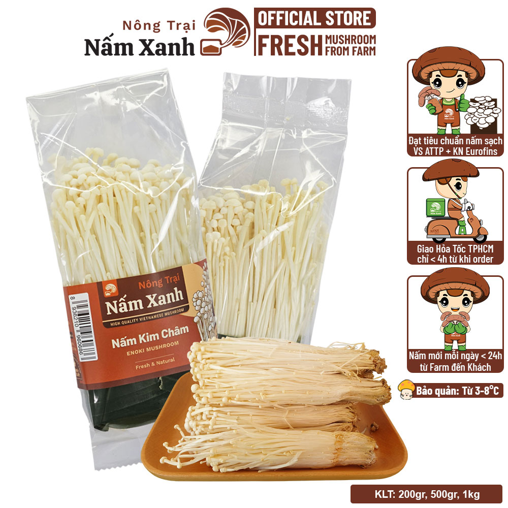 Nấm Kim Châm Tươi 200gr Ngon Sạch - Nông Trại Nấm Xanh