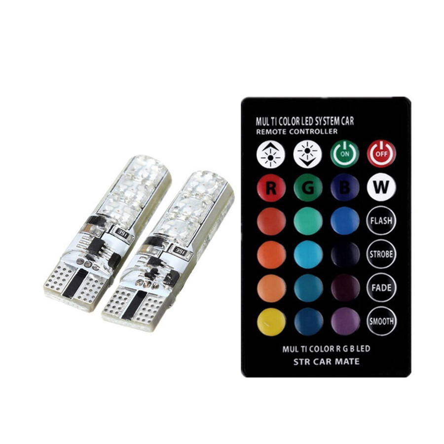 Bộ đèn LED RGB demi điều khiển đổi màu + nháy sáng chuẩn T10 12v lắp cho xe máy, ô tô