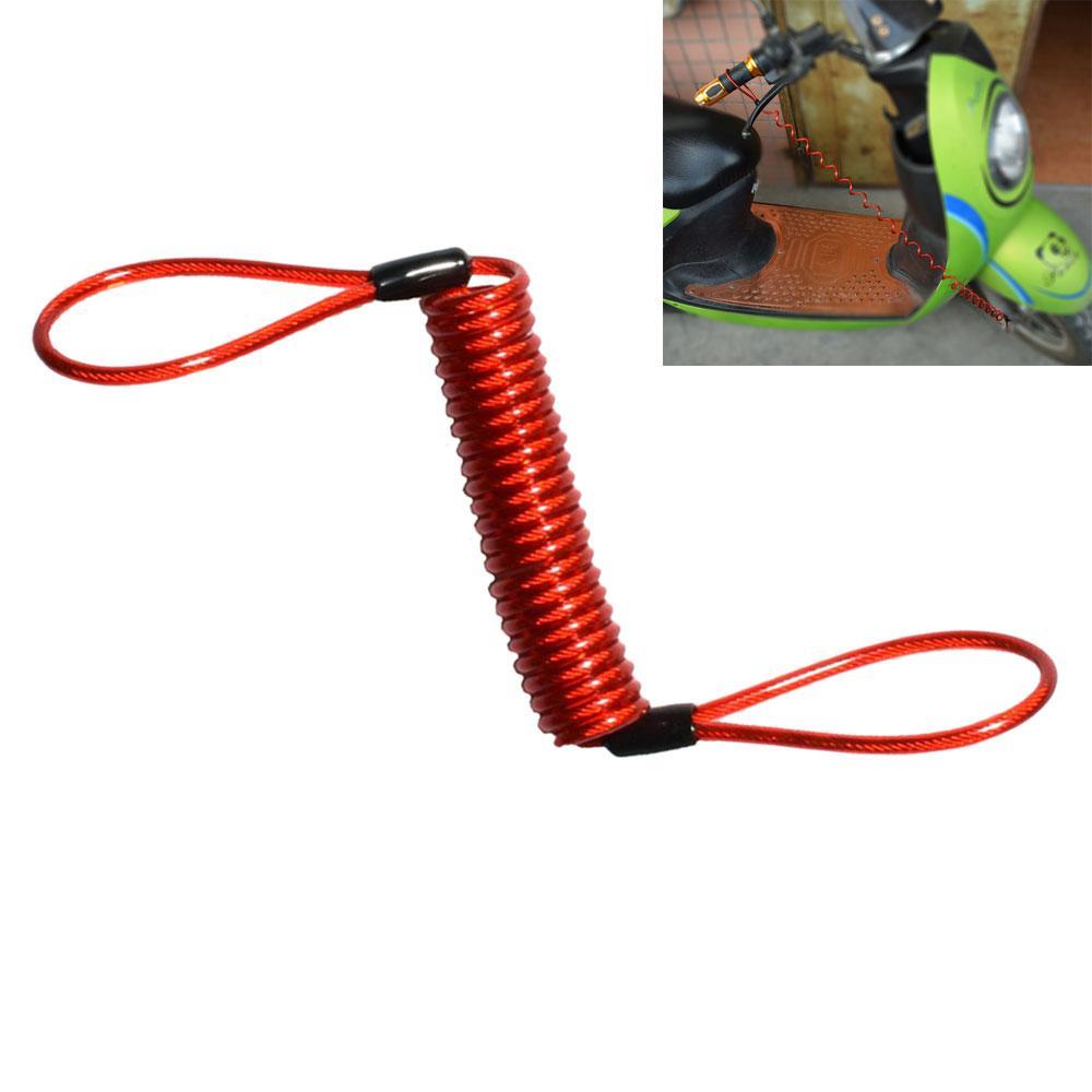 2X Disc Lock Spring Reminder Cable Motorcycle Red