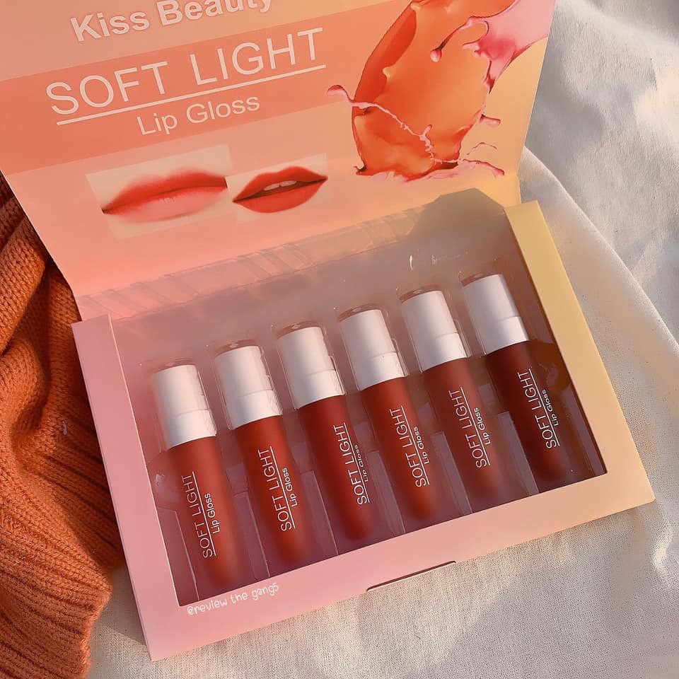 Sét Son Kem Soft Light Kiss beauty 6 cây siêu lì