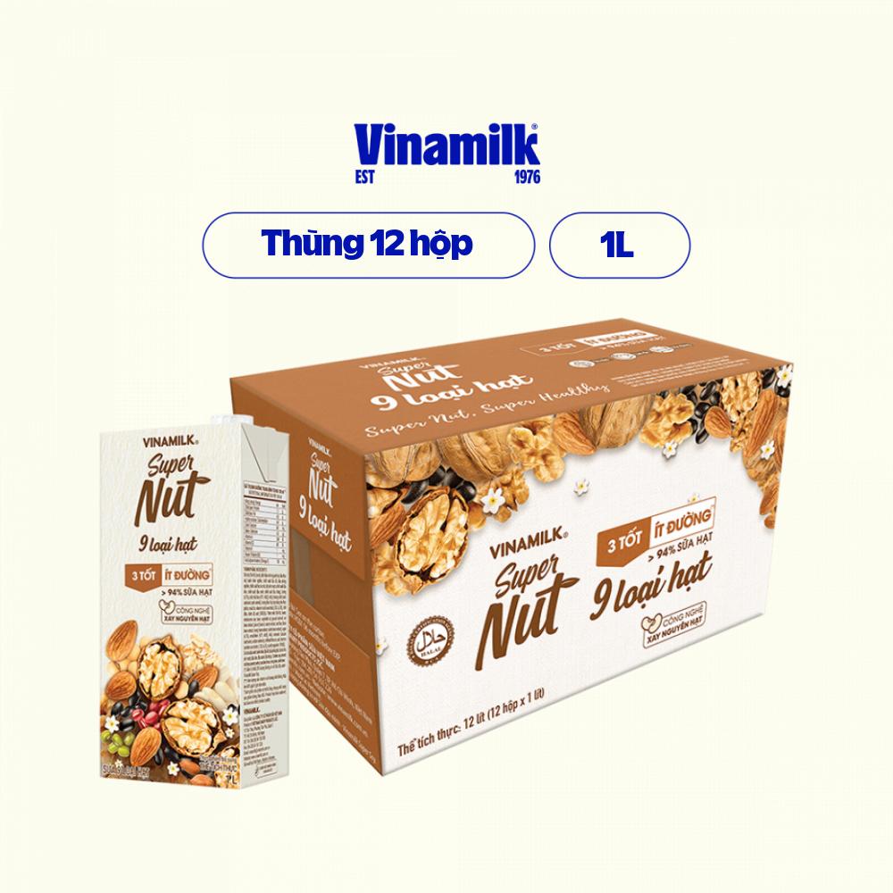 Thùng 12 hộp Sữa 9 loại hạt Vinamilk Super Nut - Hộp giấy 1L