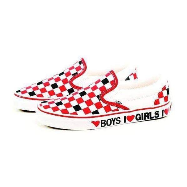 Giày sneakers Vans Unisex phối caro đỏ trắng - Vans UA Classic Slip-On I Heart - VN0A4U38WKU