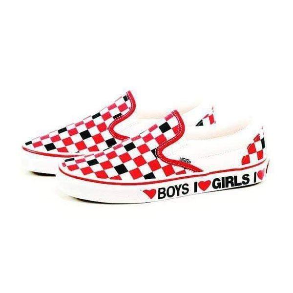 Giày sneakers Vans Unisex phối caro đỏ trắng - Vans UA Classic Slip-On I Heart -  VN0A4U38WKU